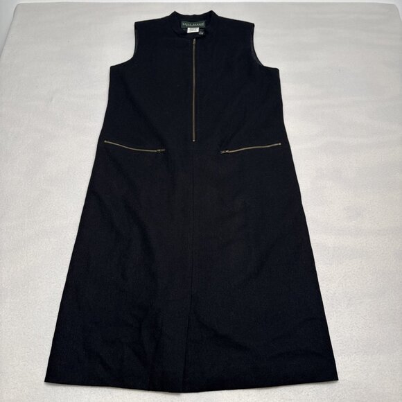 Harve Benard Vintage 98% Wool Black Sleeveless Knee Length Career Dress Size 6 - Picture 1 of 9